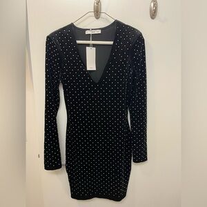 Mango Black Long Sleeve Studded Dress